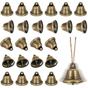 24 PCS Bronze Jingle Bells Vintage Bells 1.7" X 1.5" Small Brass Bells for Wind